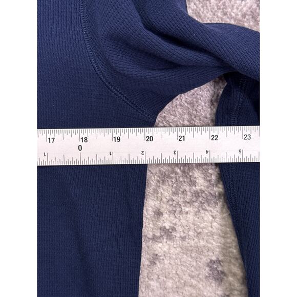 Polo Ralph Lauren Shirt Large Mens Monogram Waffle Thermal Blue Long Sleeve - Picture 4 of 8